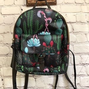 Mini faux leather cactus backpack